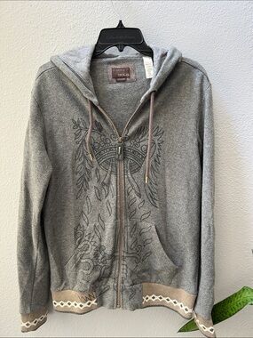 Vintage Energie Gold Gray Herringbone Zip Up Jacket M